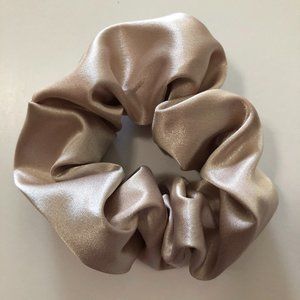 New Handmade Taupe / Beige Satin Premium Fabric Scrunchie with Wide Elastic